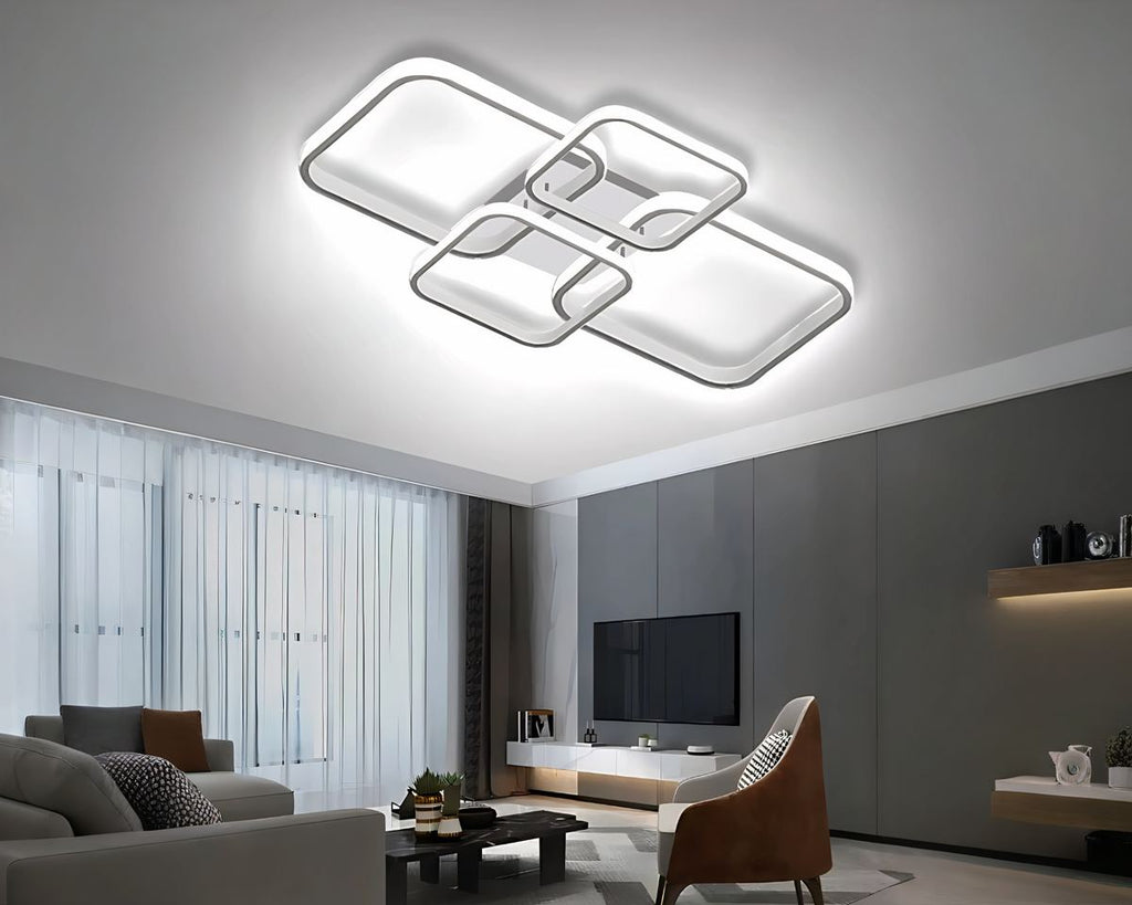 Lustre design plafonnier à carrés emboîtés, vue 3