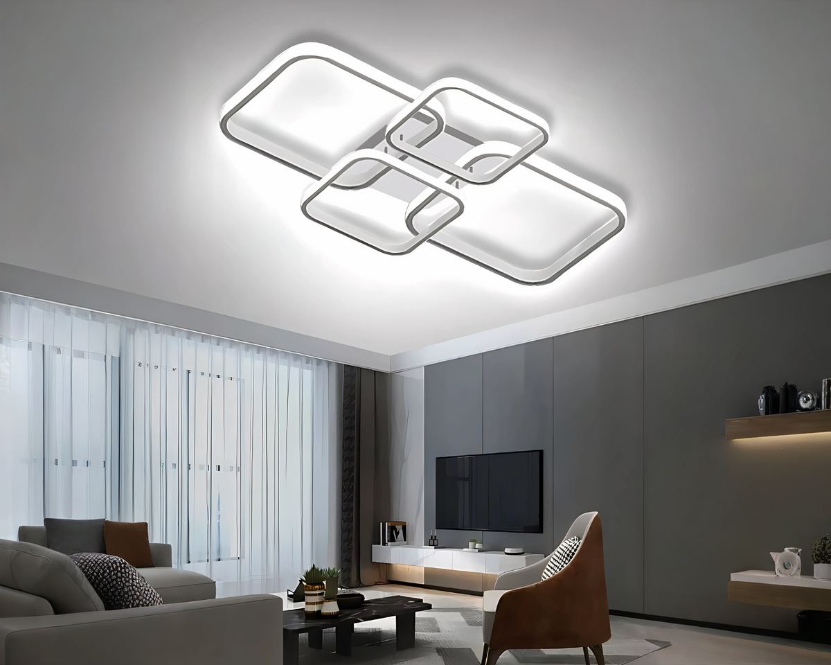 Lustre design plafonnier à carrés emboîtés, vue 3