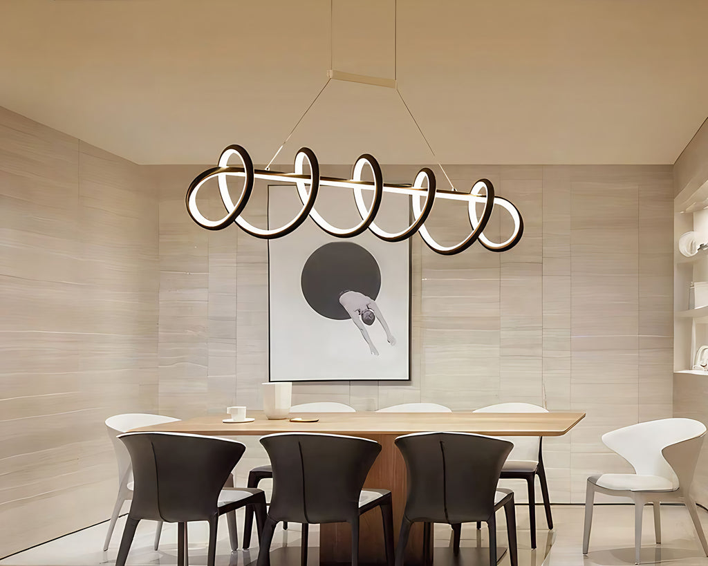 Lustre design spirale LED en boucles suspendues