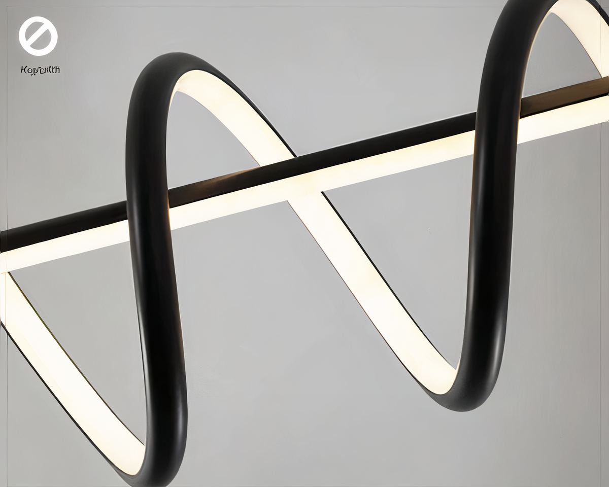 Lustre design spirale LED en boucles suspendues, vue 5
