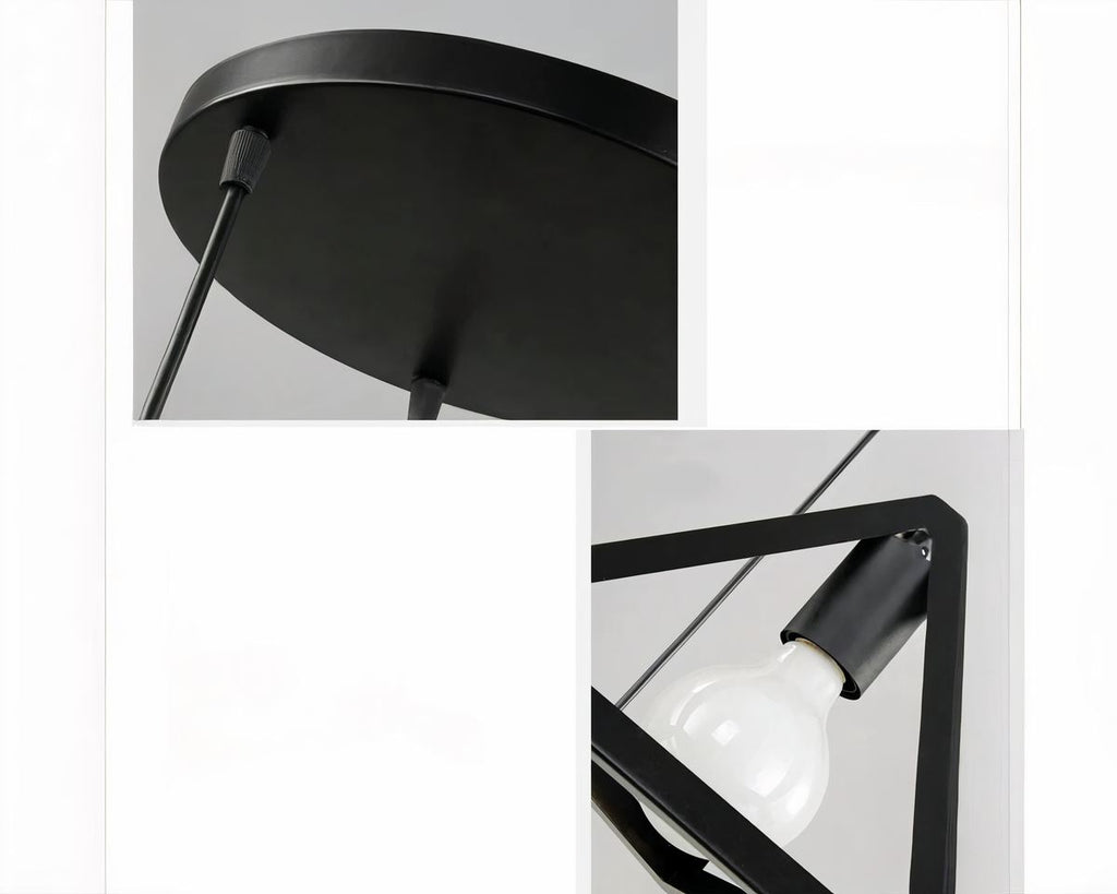 Lustre 3 suspensions triangulaires en métal noir, vue 5