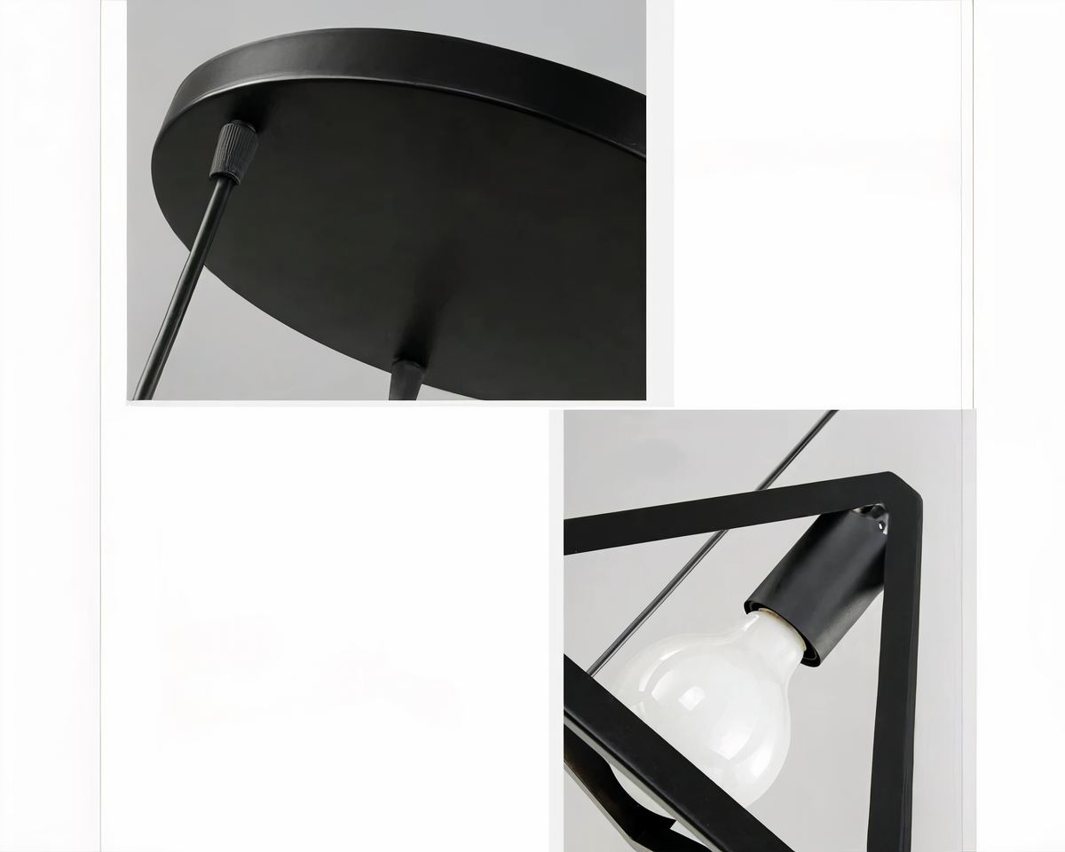 Lustre 3 suspensions triangulaires en métal noir, vue 5