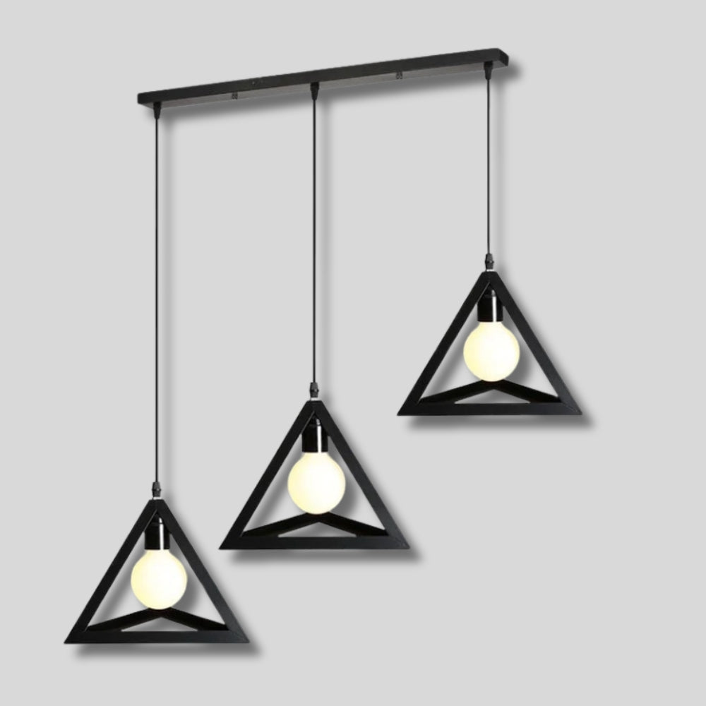 Lustre 3 suspensions triangulaires en métal noir, vue 6