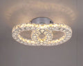 Lustre cristal plafonnier à deux anneaux entrelacés