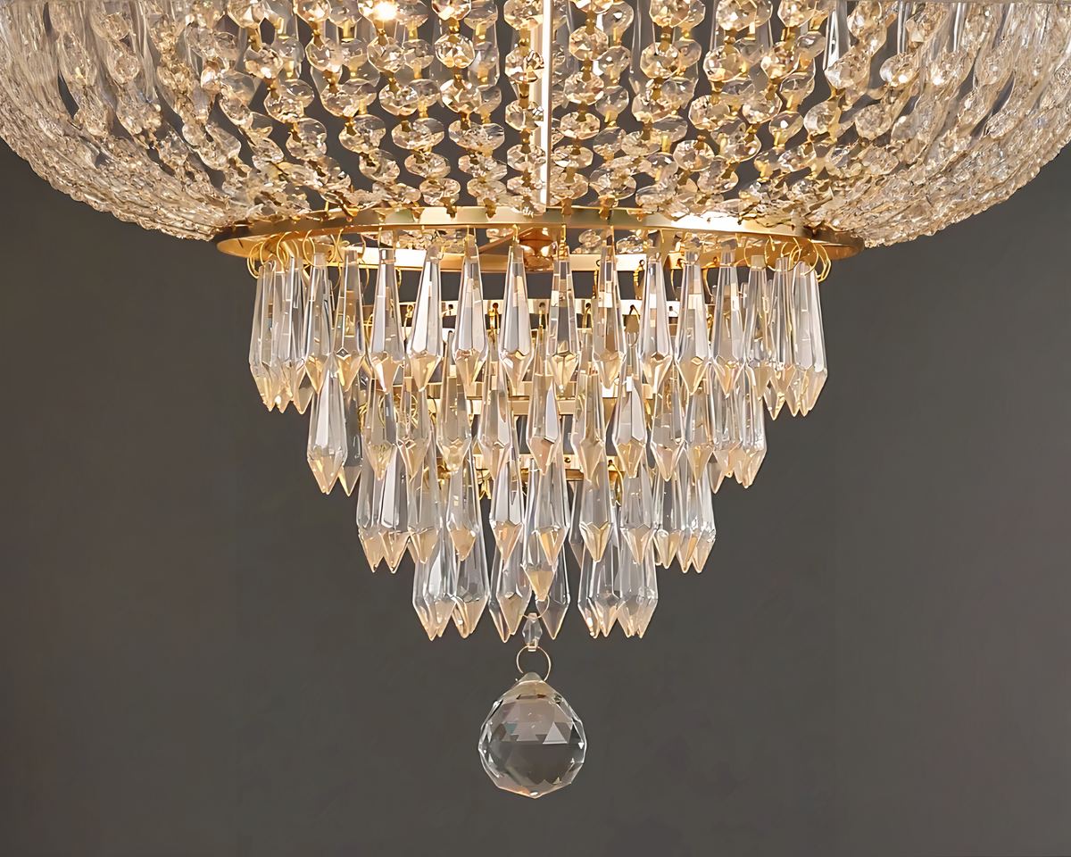 Lustre cristal cascade de chaînes argenté ou doré, vue 3