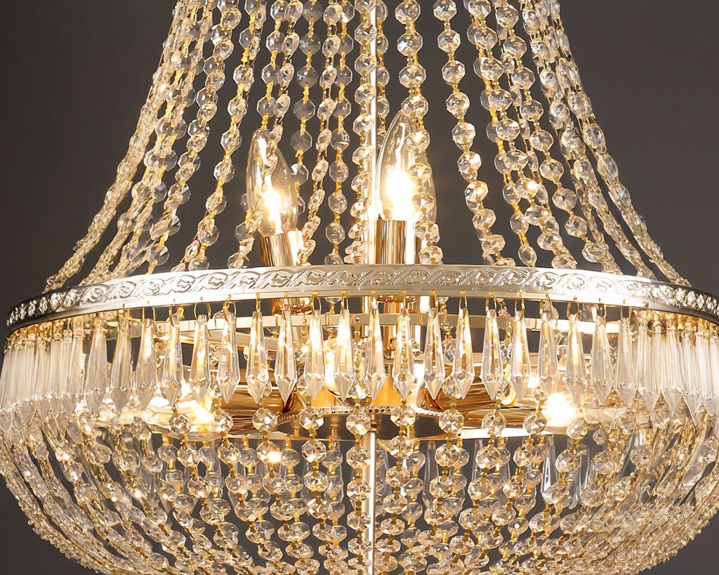 Lustre cristal cascade de chaînes argenté ou doré, vue 4