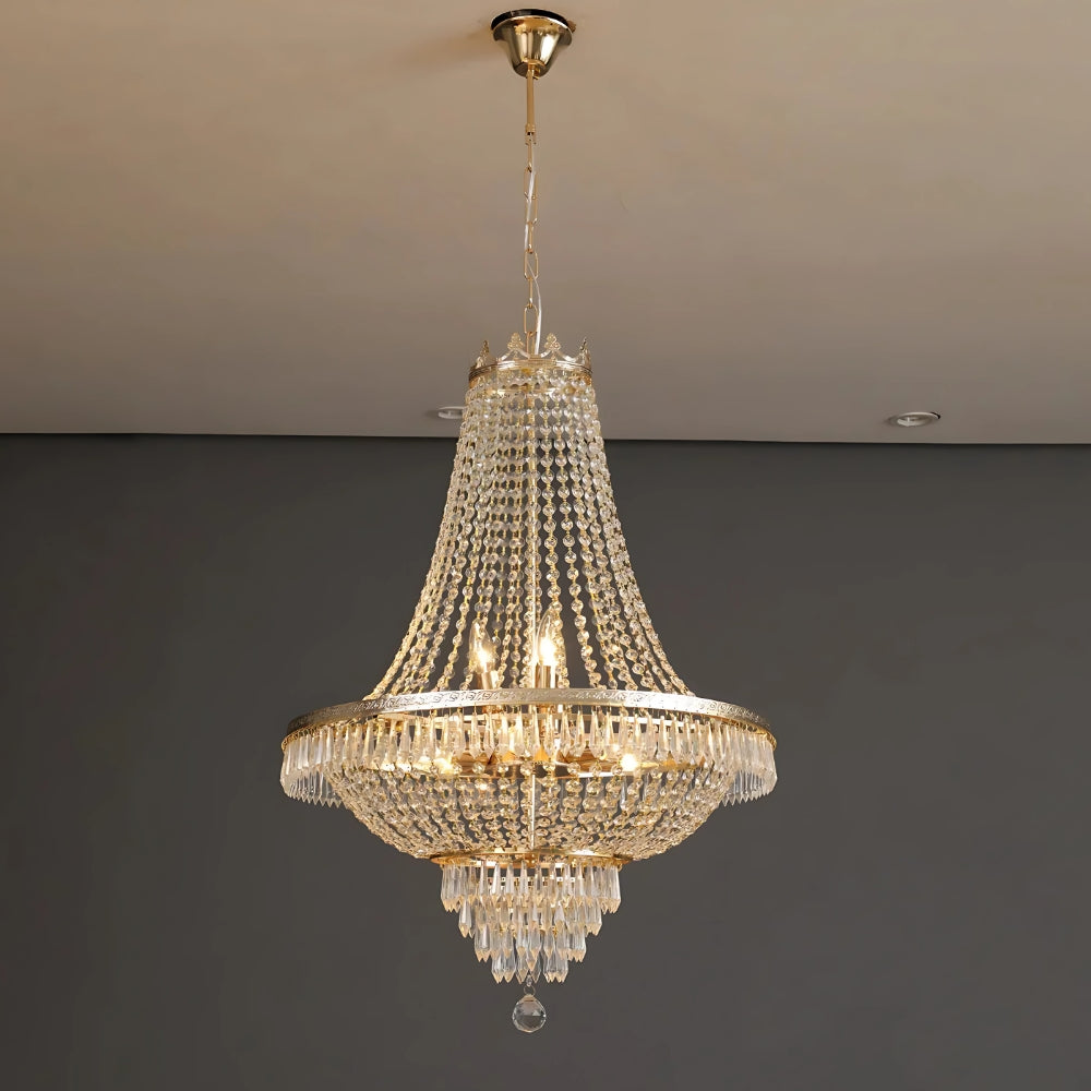 Lustre cristal cascade de chaînes argenté ou doré, vue 5
