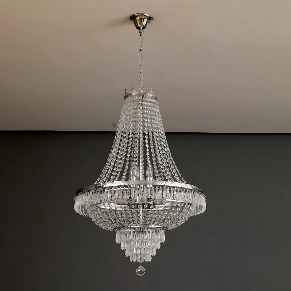 Lustre cristal cascade de chaînes argenté ou doré, vue 6