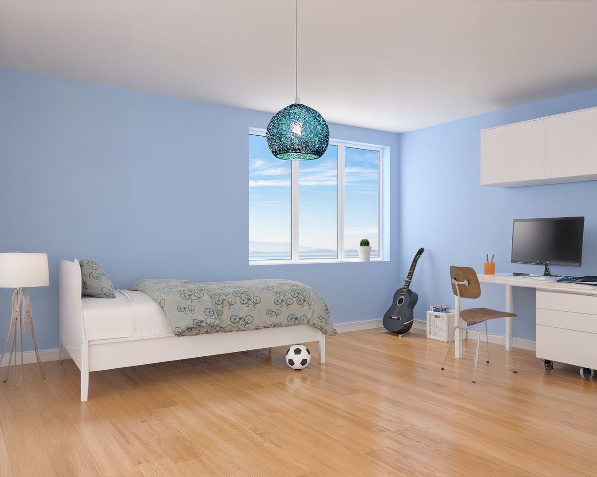 Lustre chambre ado boule en fil d'aluminium emmêlé