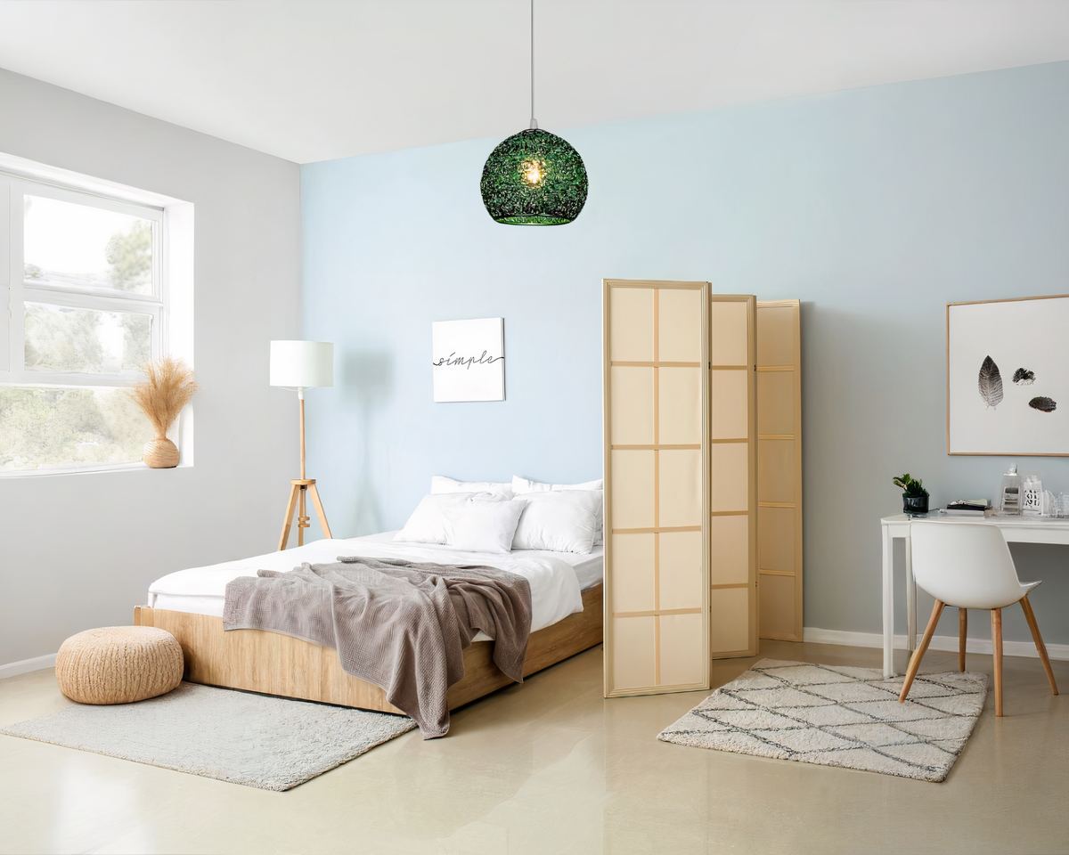 Lustre chambre ado boule en fil d'aluminium emmêlé, vue 5