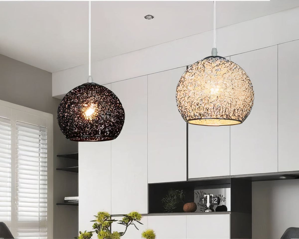 Lustre chambre ado boule en fil d'aluminium emmêlé, vue 7