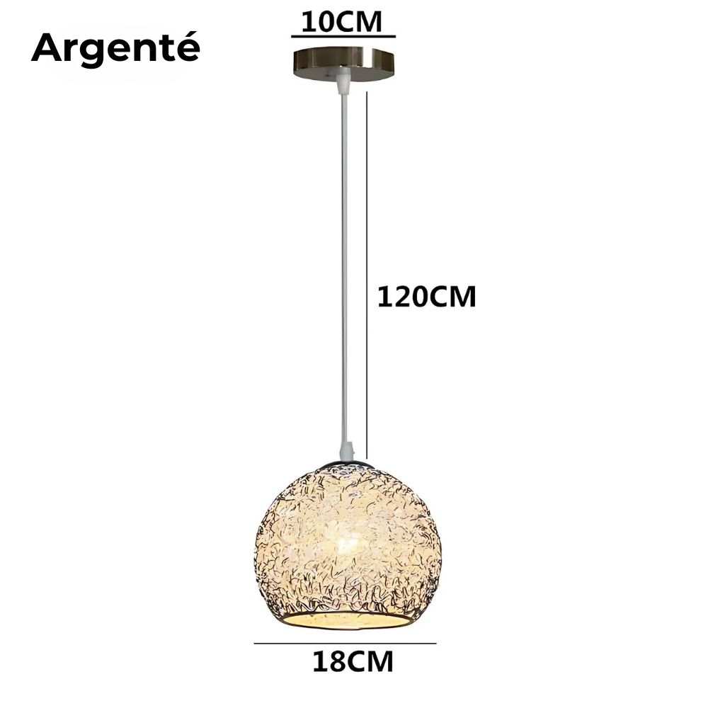 Lustre chambre ado boule en fil d'aluminium emmêlé, vue 9