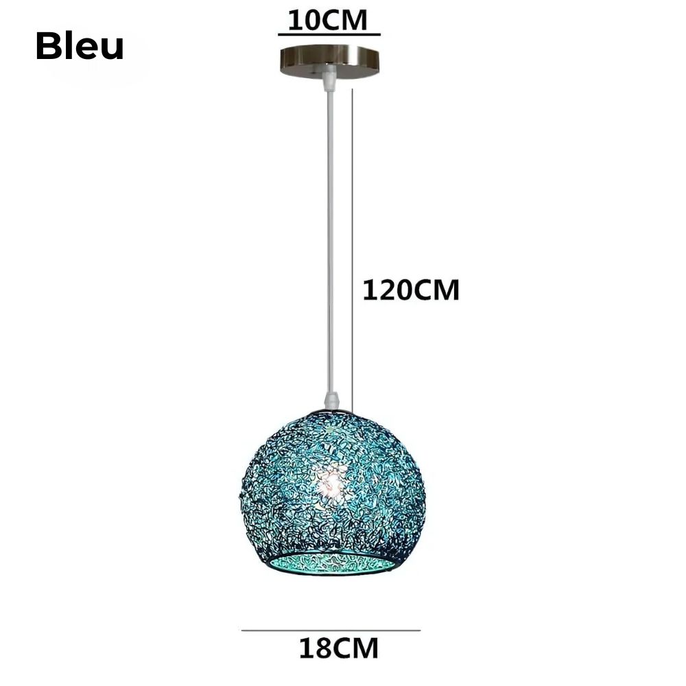 Lustre chambre ado boule en fil d'aluminium emmêlé, vue 10