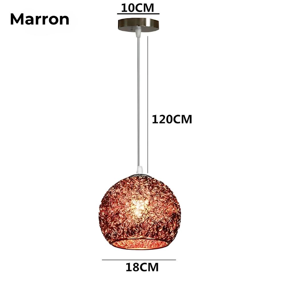 Lustre chambre ado boule en fil d'aluminium emmêlé, vue 11