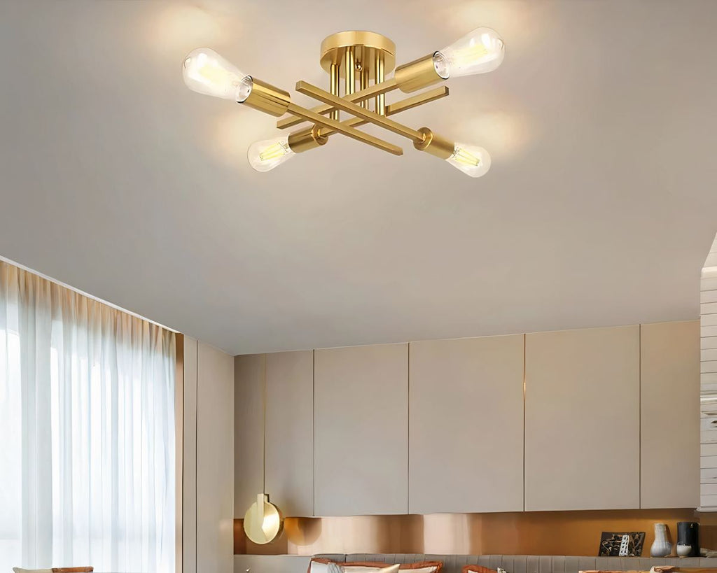 Lustre salle à manger croix minimaliste à 4 ampoules, vue 2