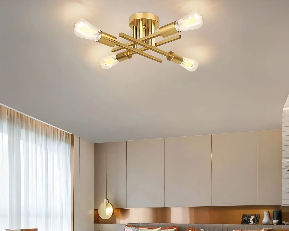 Lustre salle à manger croix minimaliste à 4 ampoules, vue 2