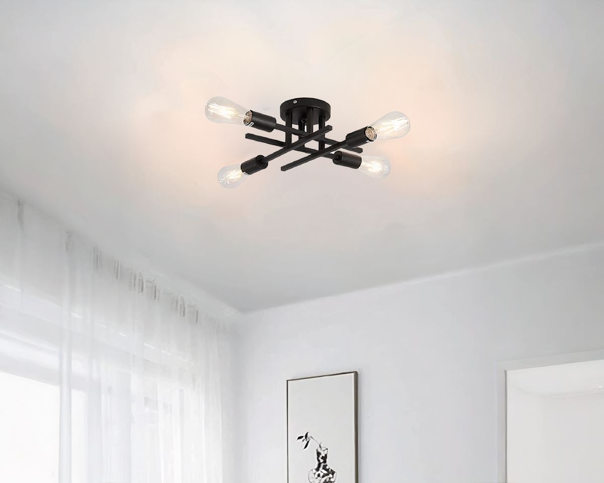 Lustre salle à manger croix minimaliste à 4 ampoules, vue 3