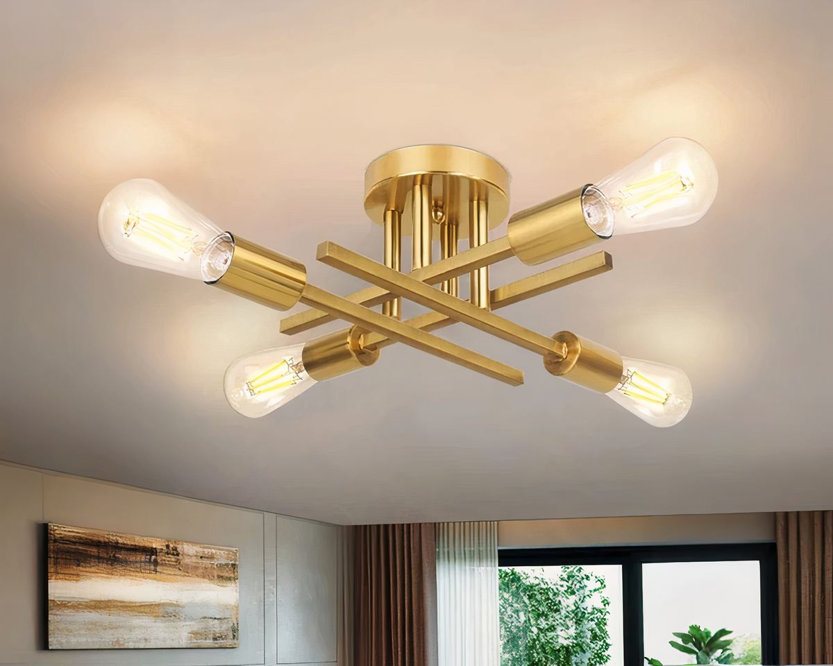 Lustre salle à manger croix minimaliste à 4 ampoules, vue 4