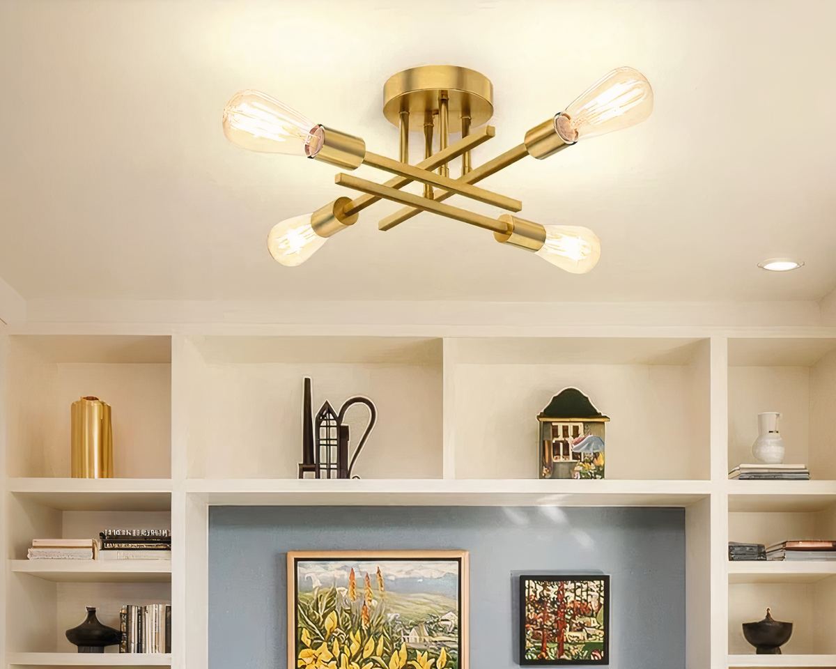 Lustre salle à manger croix minimaliste à 4 ampoules, vue 5