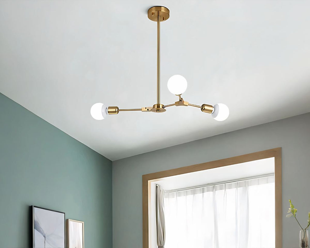 Lustre moderne salon spoutnik à tiges rayonnantes, vue 2