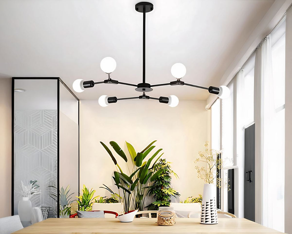 Lustre moderne salon spoutnik à tiges rayonnantes, vue 4