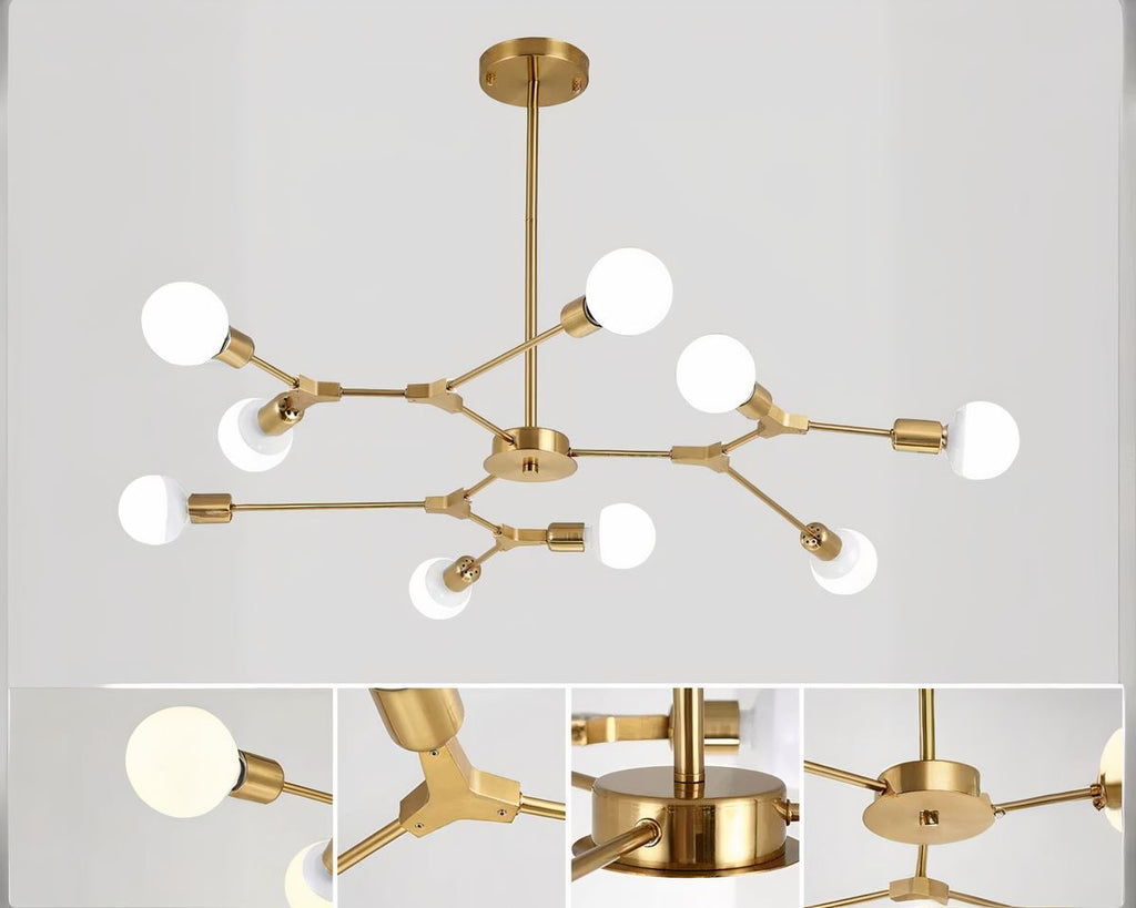 Lustre moderne salon spoutnik à tiges rayonnantes, vue 6