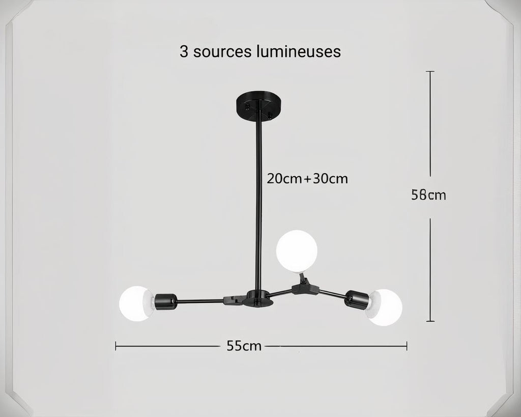Lustre moderne salon spoutnik à tiges rayonnantes, vue 7
