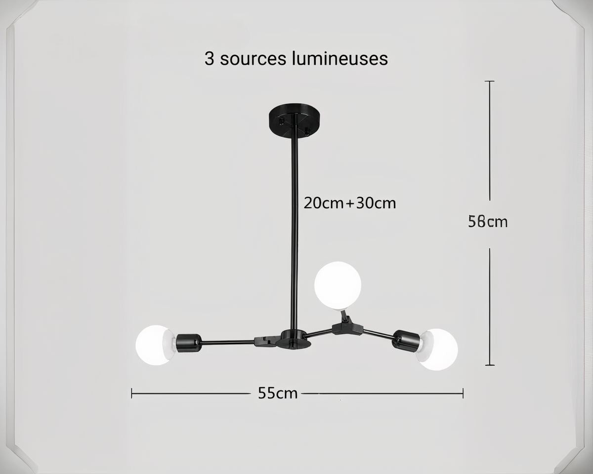 Lustre moderne salon spoutnik à tiges rayonnantes, vue 7