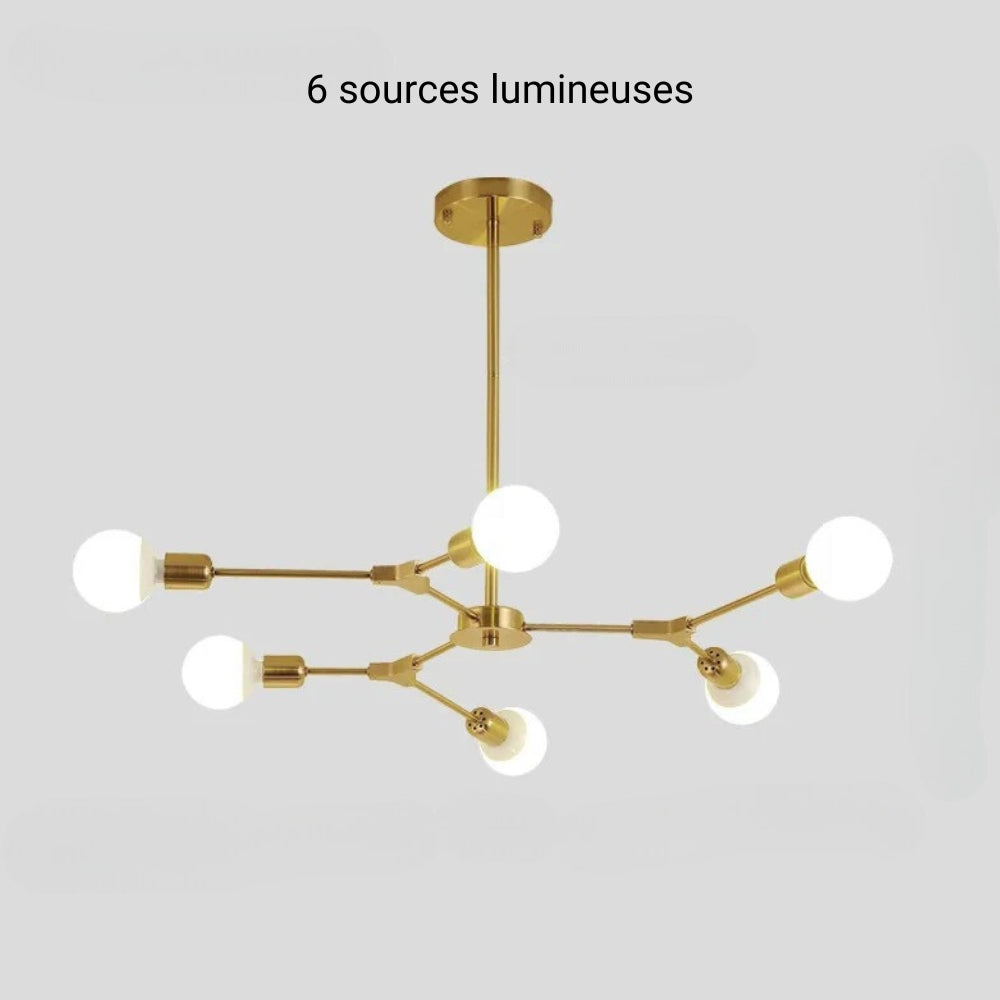 Lustre moderne salon spoutnik à tiges rayonnantes, vue 11