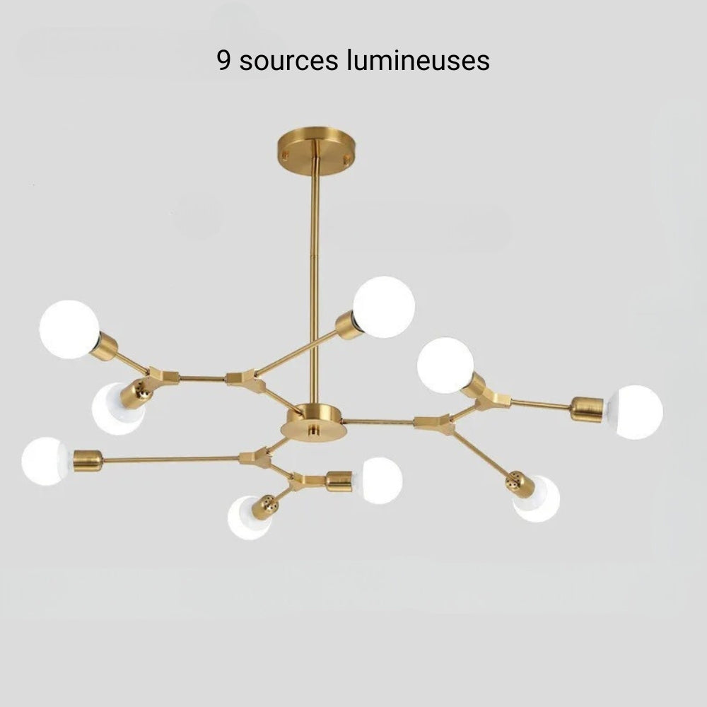 Lustre moderne salon spoutnik à tiges rayonnantes, vue 12