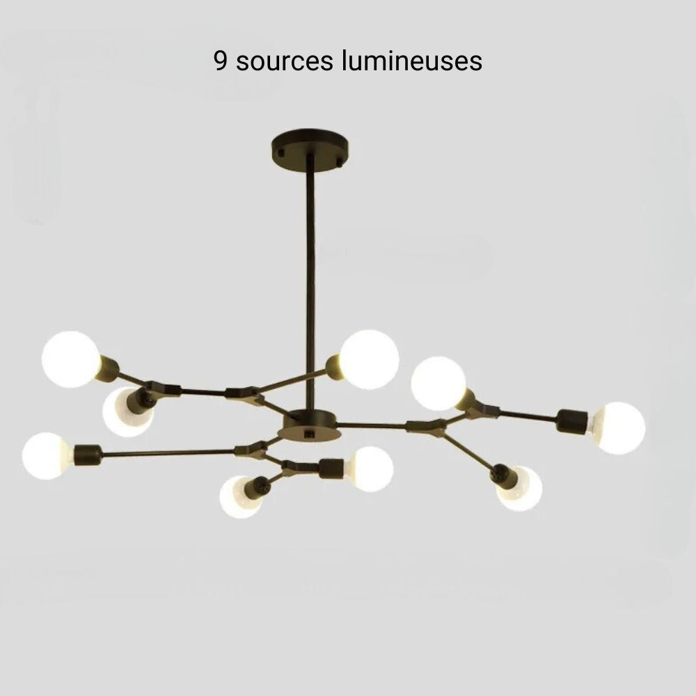 Lustre moderne salon spoutnik à tiges rayonnantes, vue 15