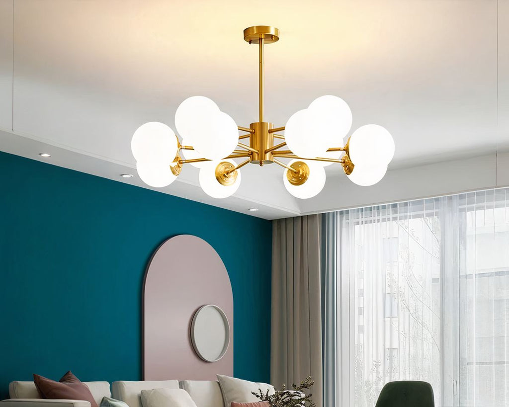 Lustre salle à manger spoutnik suspendu à multiples ampoules, vue 3
