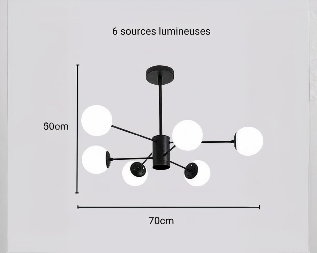 Lustre salle à manger spoutnik suspendu à multiples ampoules, vue 4