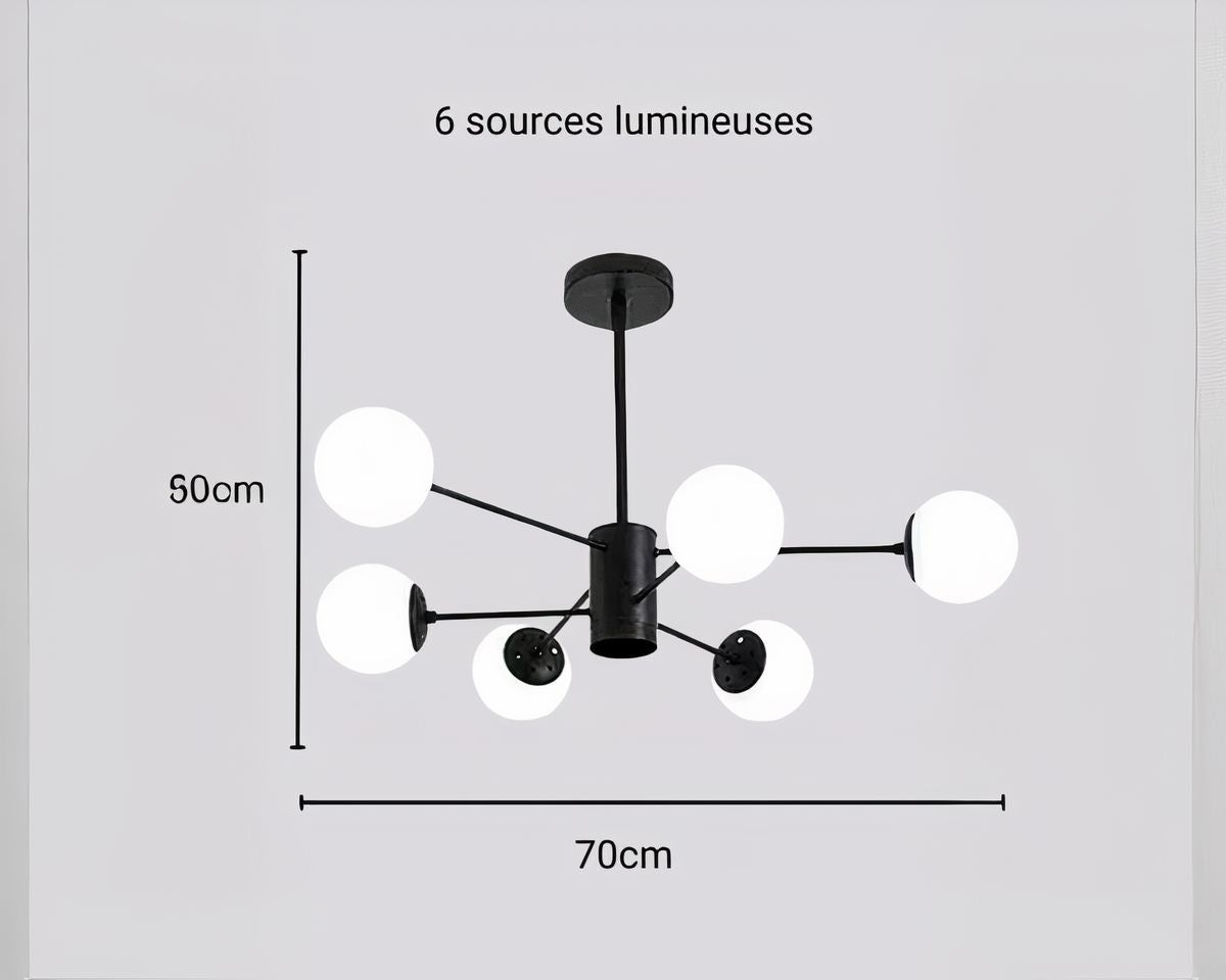 Lustre salle à manger spoutnik suspendu à multiples ampoules, vue 4
