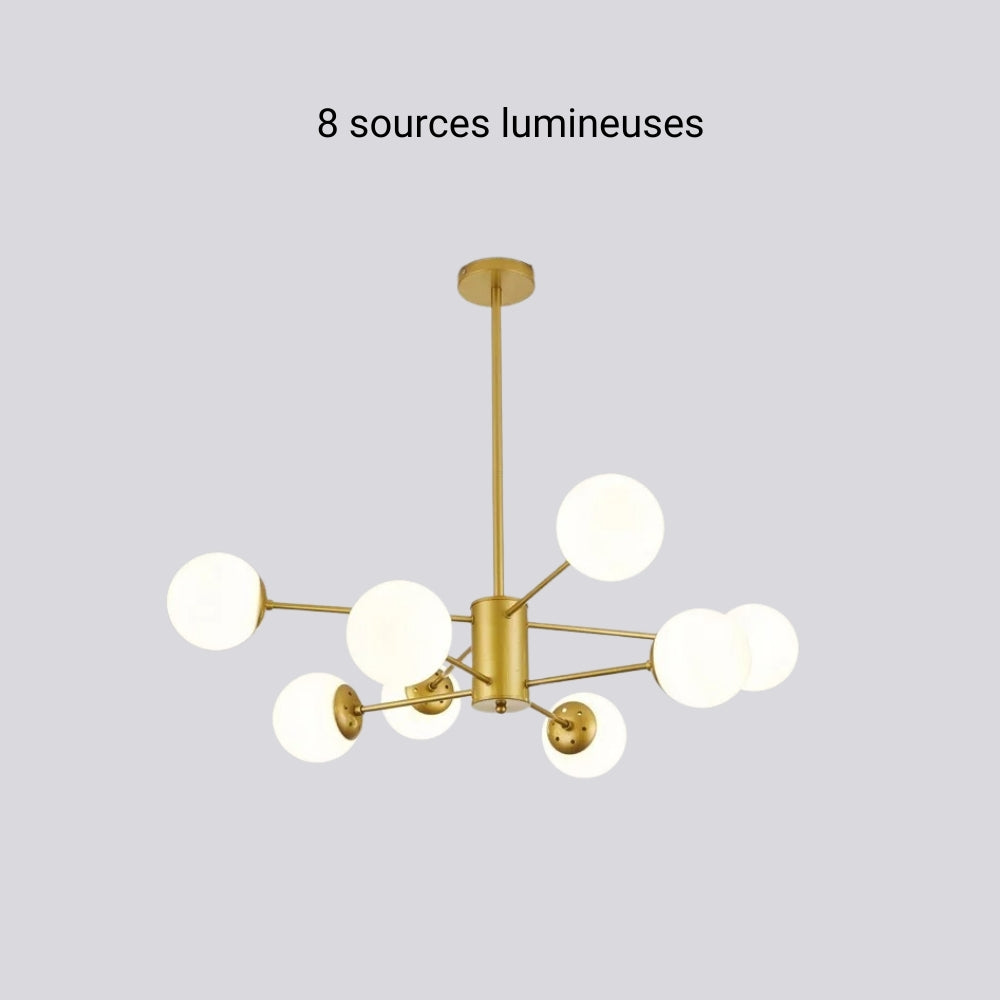 Lustre salle à manger spoutnik suspendu à multiples ampoules, vue 7