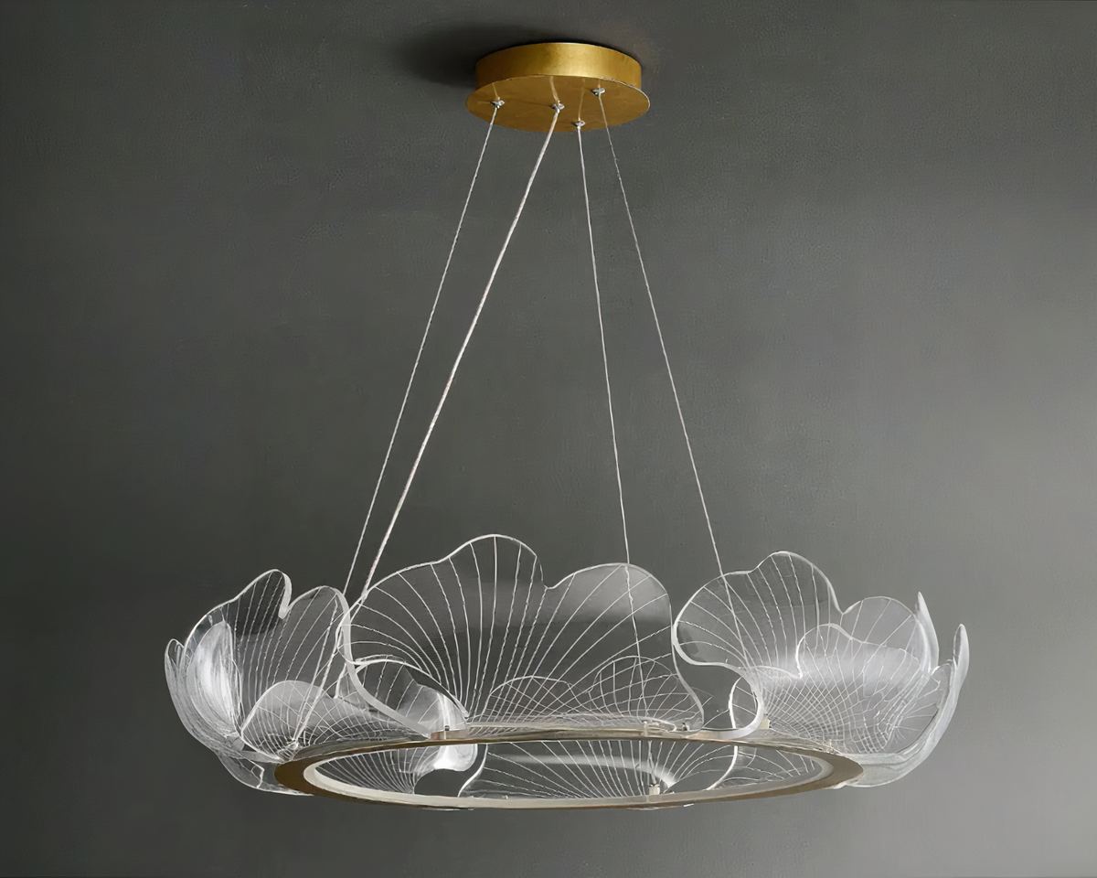 Lustre salle à manger couronne de feuilles en acrylique, vue 4