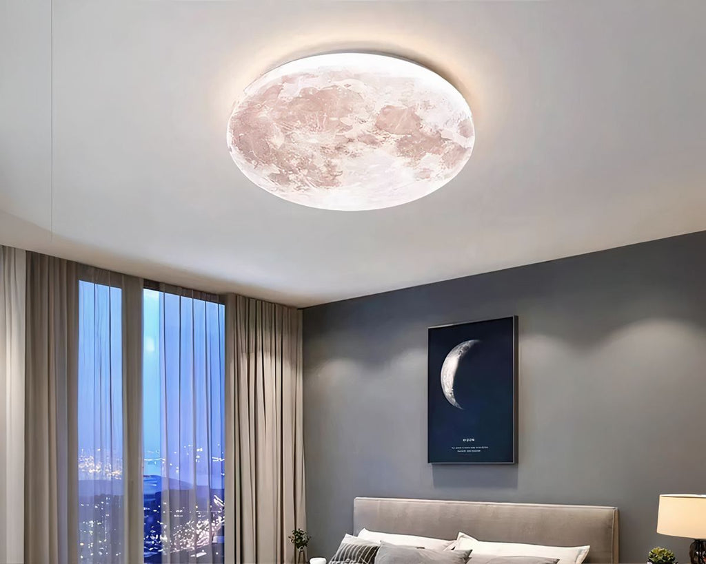 Lustre chambre ado plafonnier lune grise en acrylique, vue 2