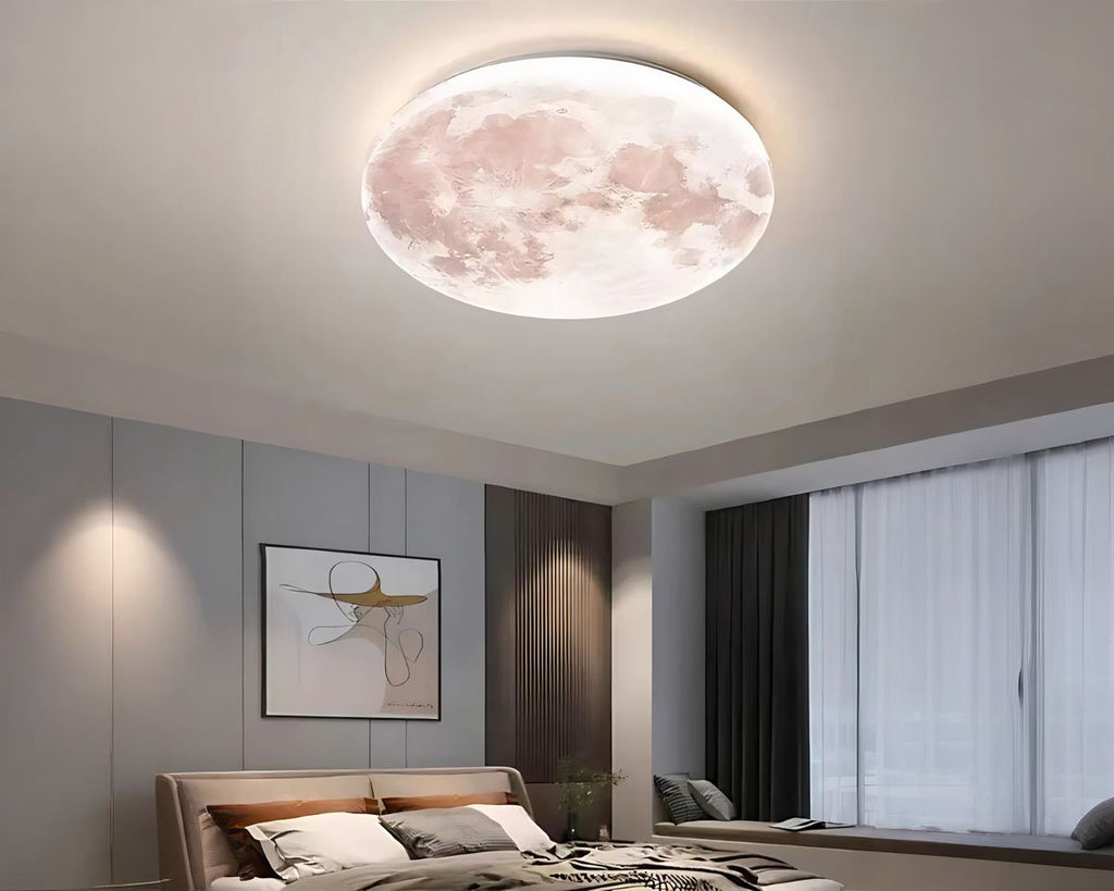Lustre chambre ado plafonnier lune grise en acrylique, vue 3