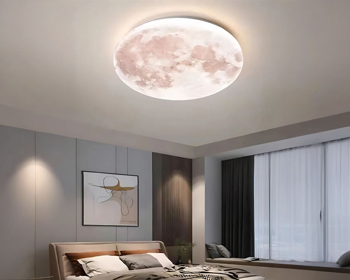 Lustre chambre ado plafonnier lune grise en acrylique, vue 3