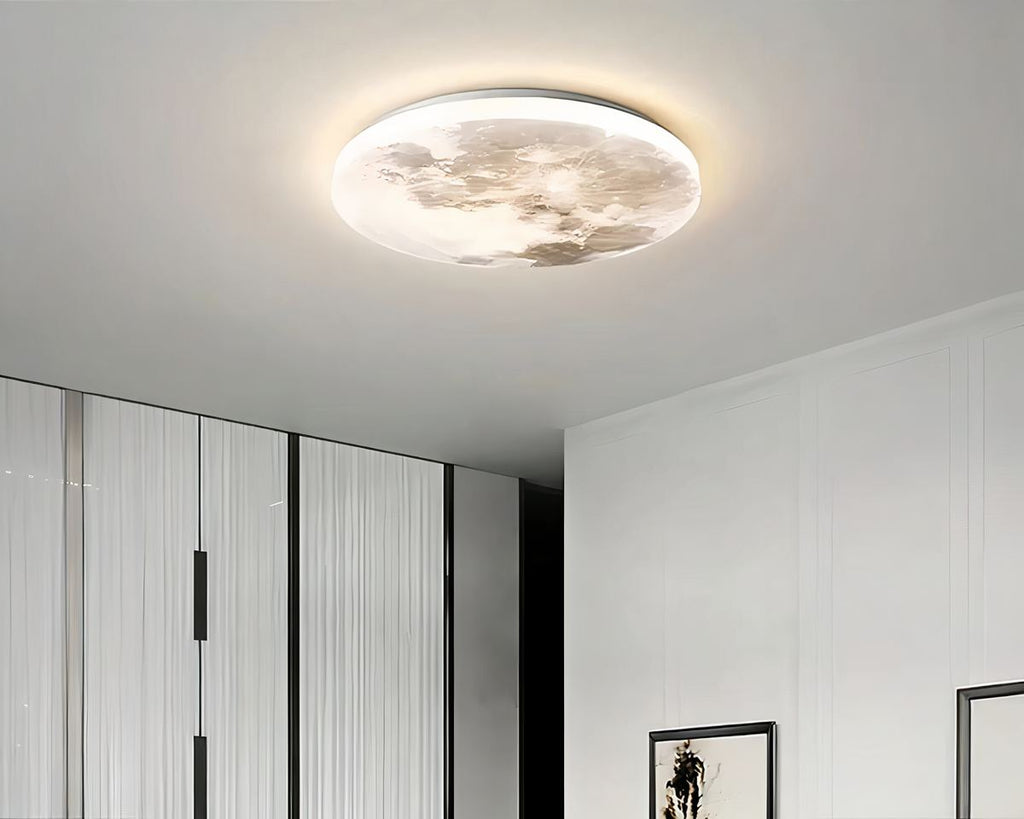 Lustre chambre ado plafonnier lune grise en acrylique, vue 4