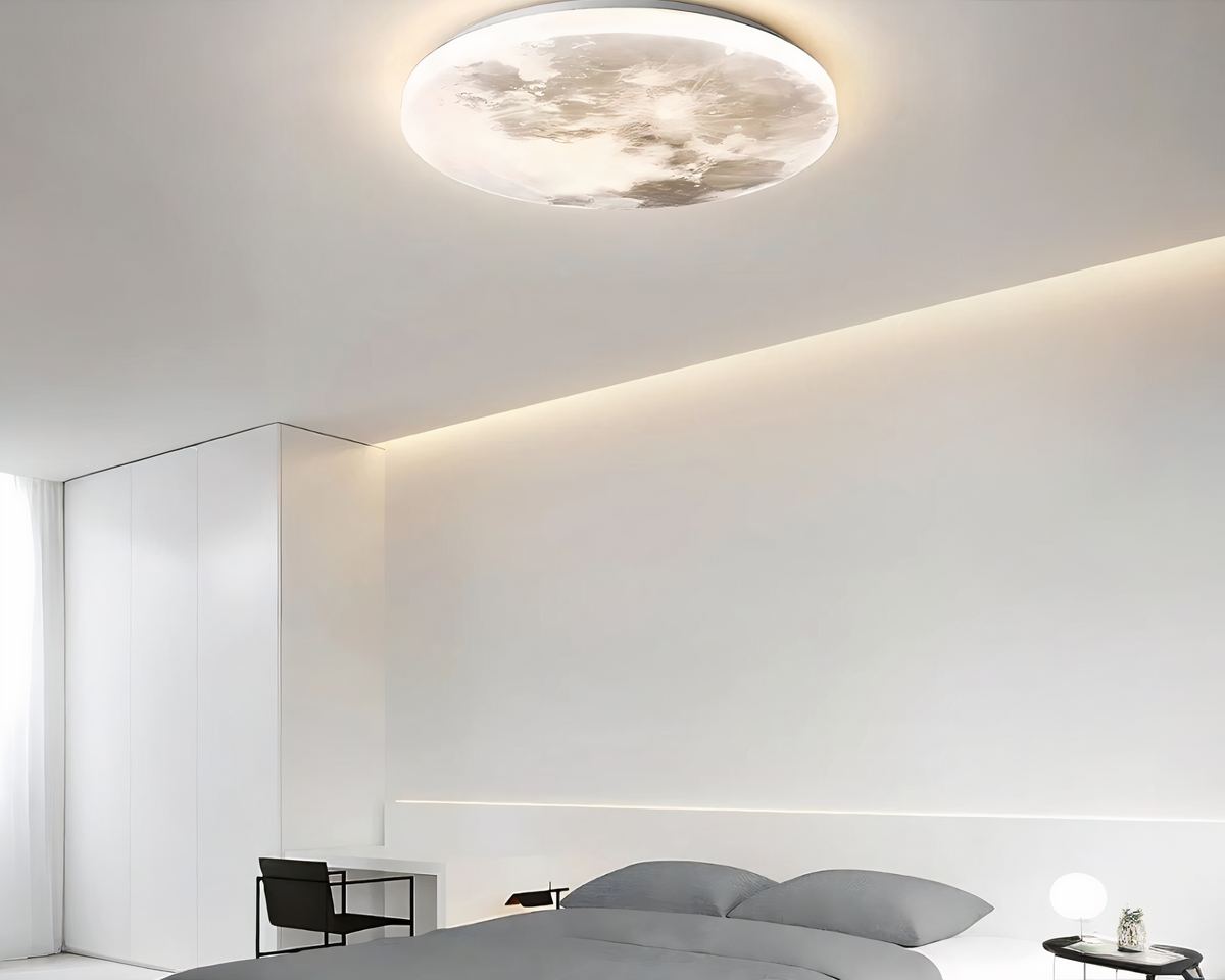 Lustre chambre ado plafonnier lune grise en acrylique, vue 6