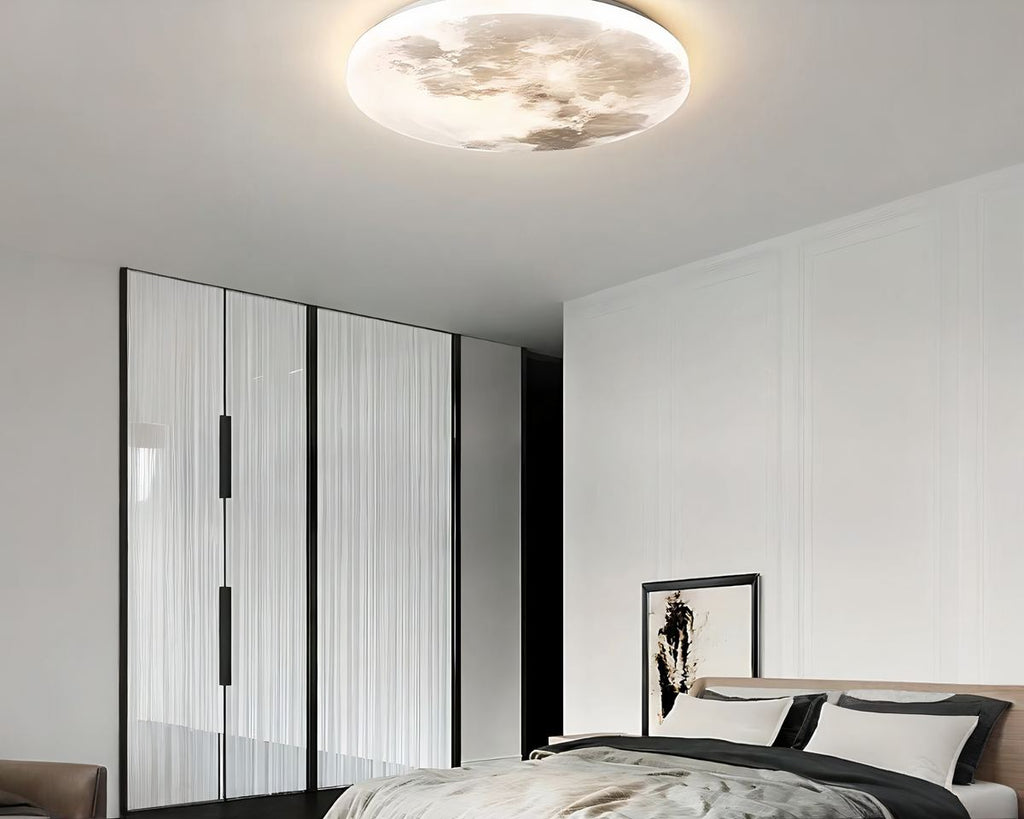 Lustre chambre ado plafonnier lune grise en acrylique, vue 7
