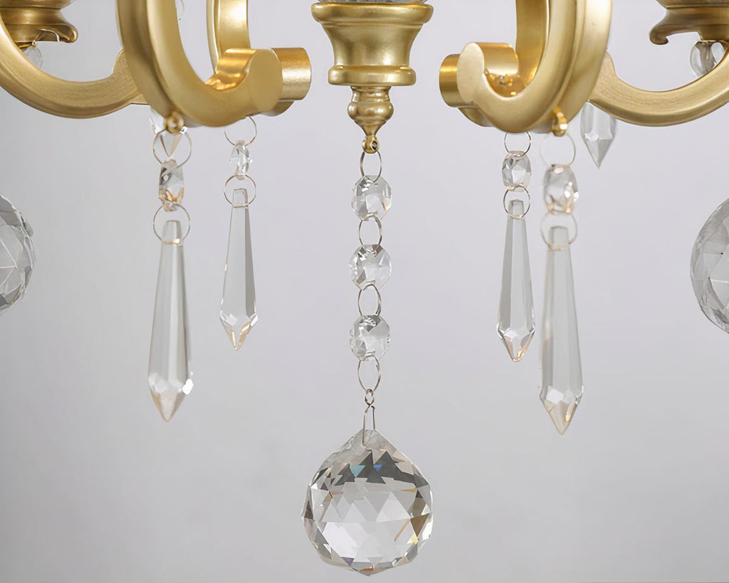 Lustre cristal hollandais doré à six bras, vue 2