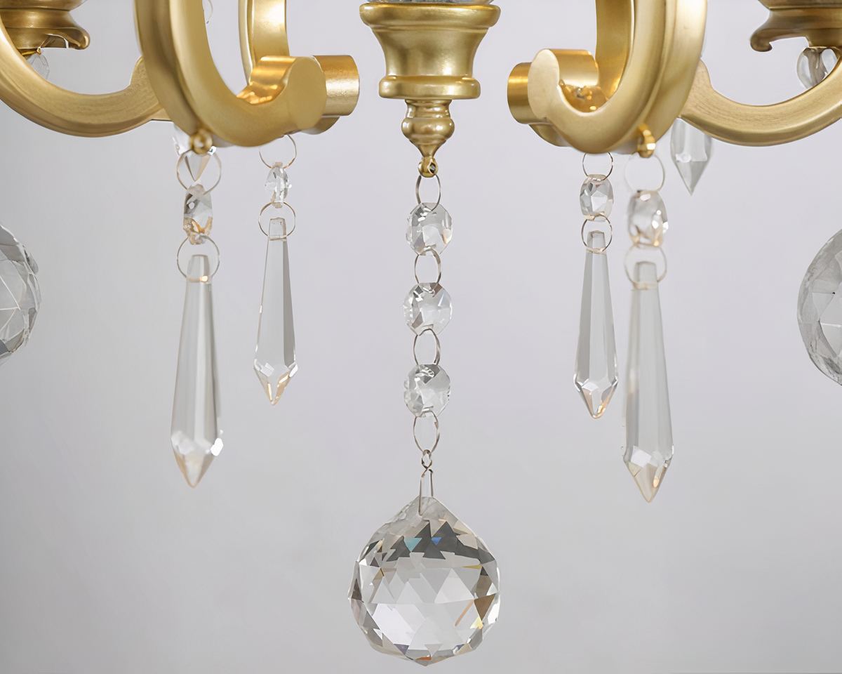 Lustre cristal hollandais doré à six bras, vue 2