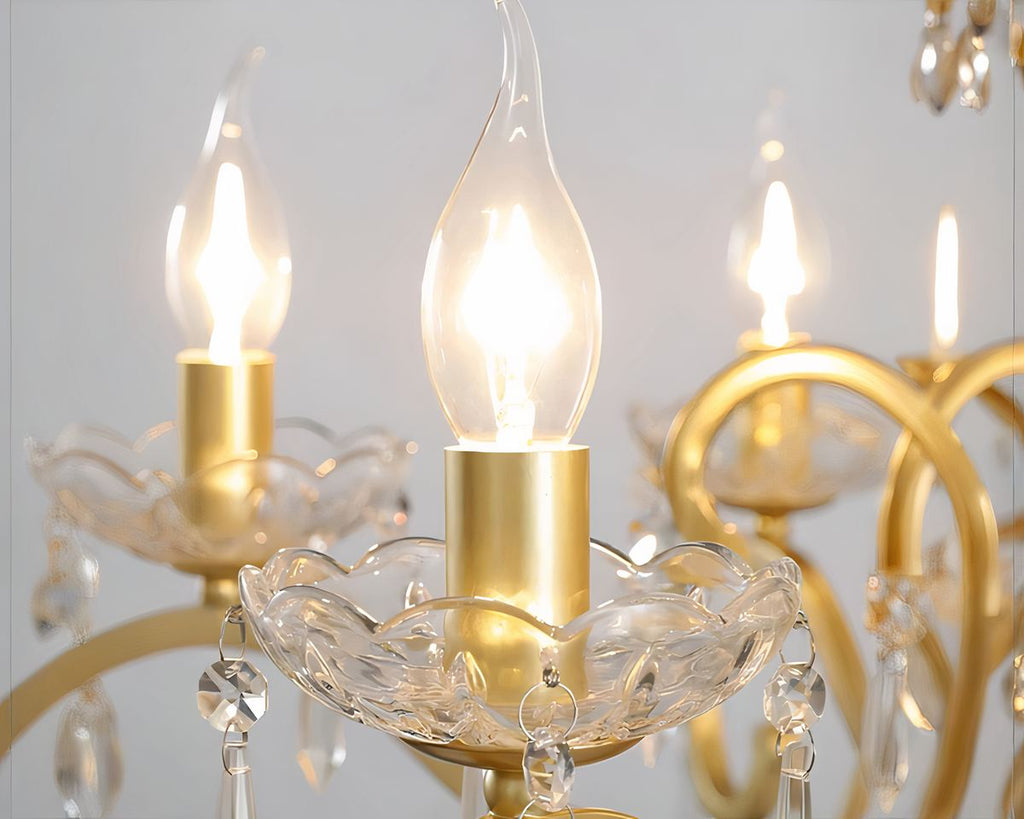 Lustre cristal hollandais doré à six bras, vue 4