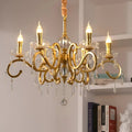 Lustre cristal hollandais doré à six bras, vue 5