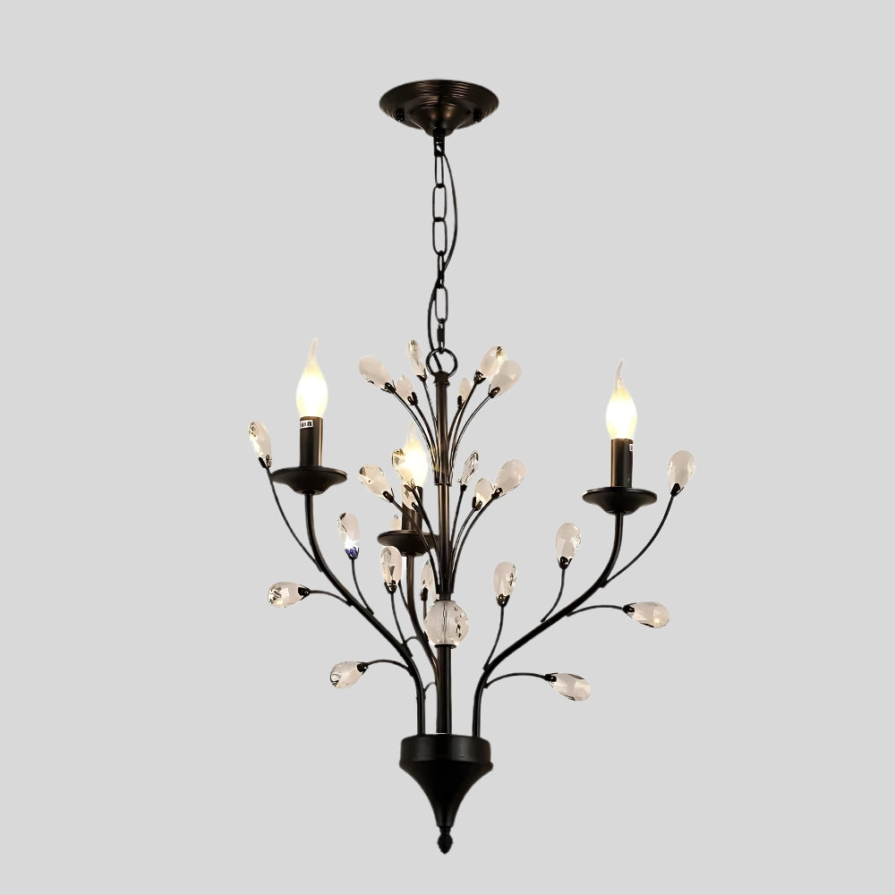 Lustre ancien hollandais noir à détails de cristal, vue 5