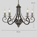 Lustre ancien hollandais en métal noir et doré, vue 5