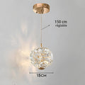 Petit lustre boule à facettes de cristal et métal doré, vue 5