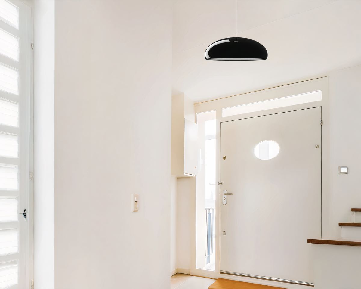 Lustre entrée abat-jour chapeau en métal coloré, vue 2